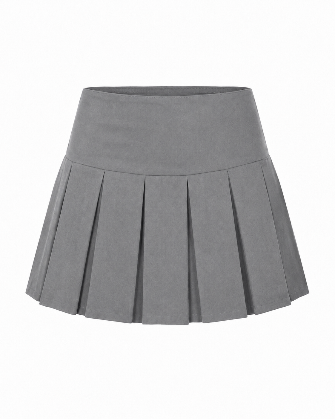 Wide Waistband Pleated Mini Skirt - High Waist