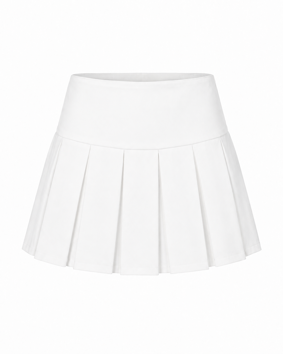 Wide Waistband Pleated Mini Skirt - High Waist
