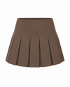 Wide Waistband Pleated Mini Skirt - High Waist