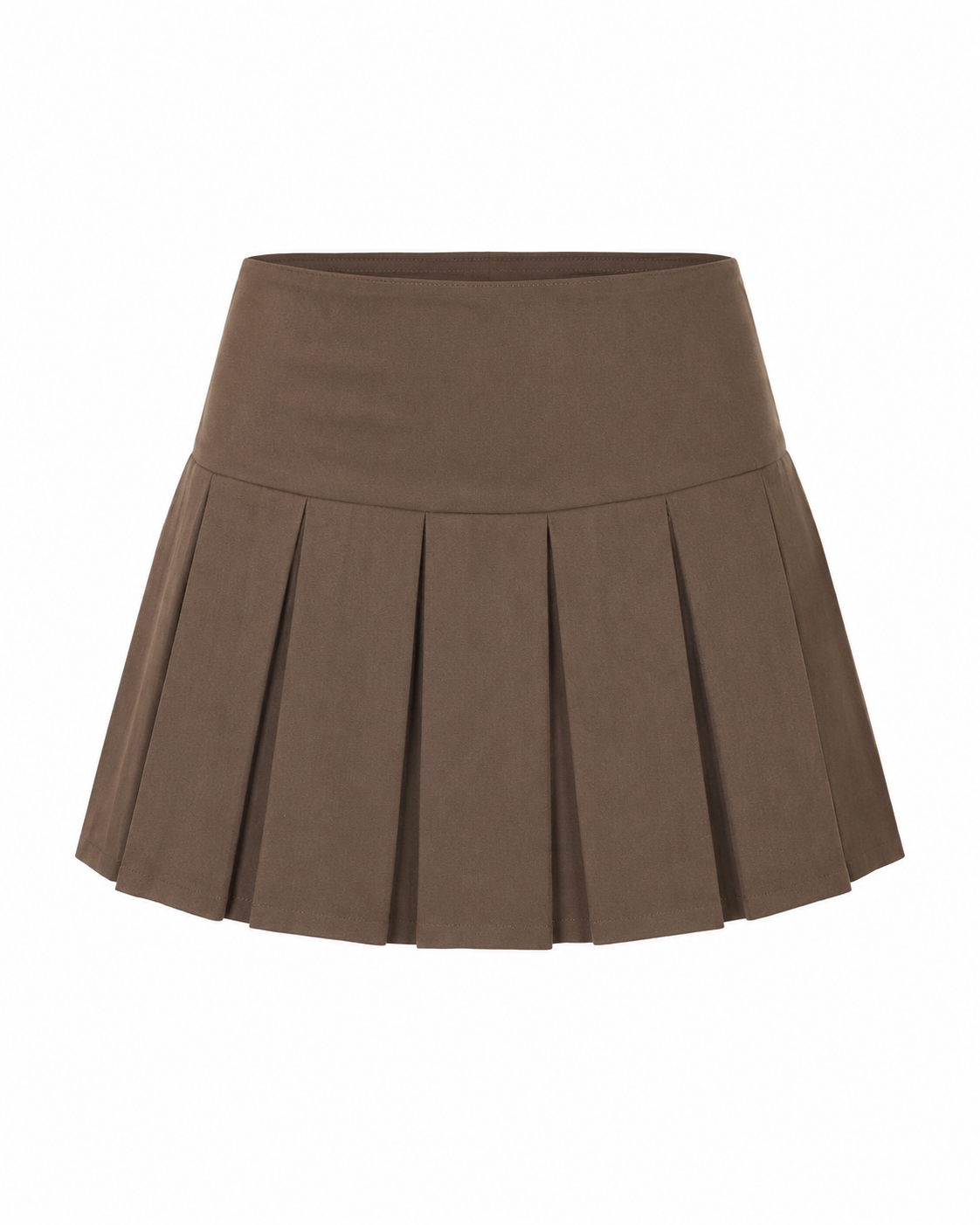 Wide Waistband Pleated Mini Skirt - High Waist