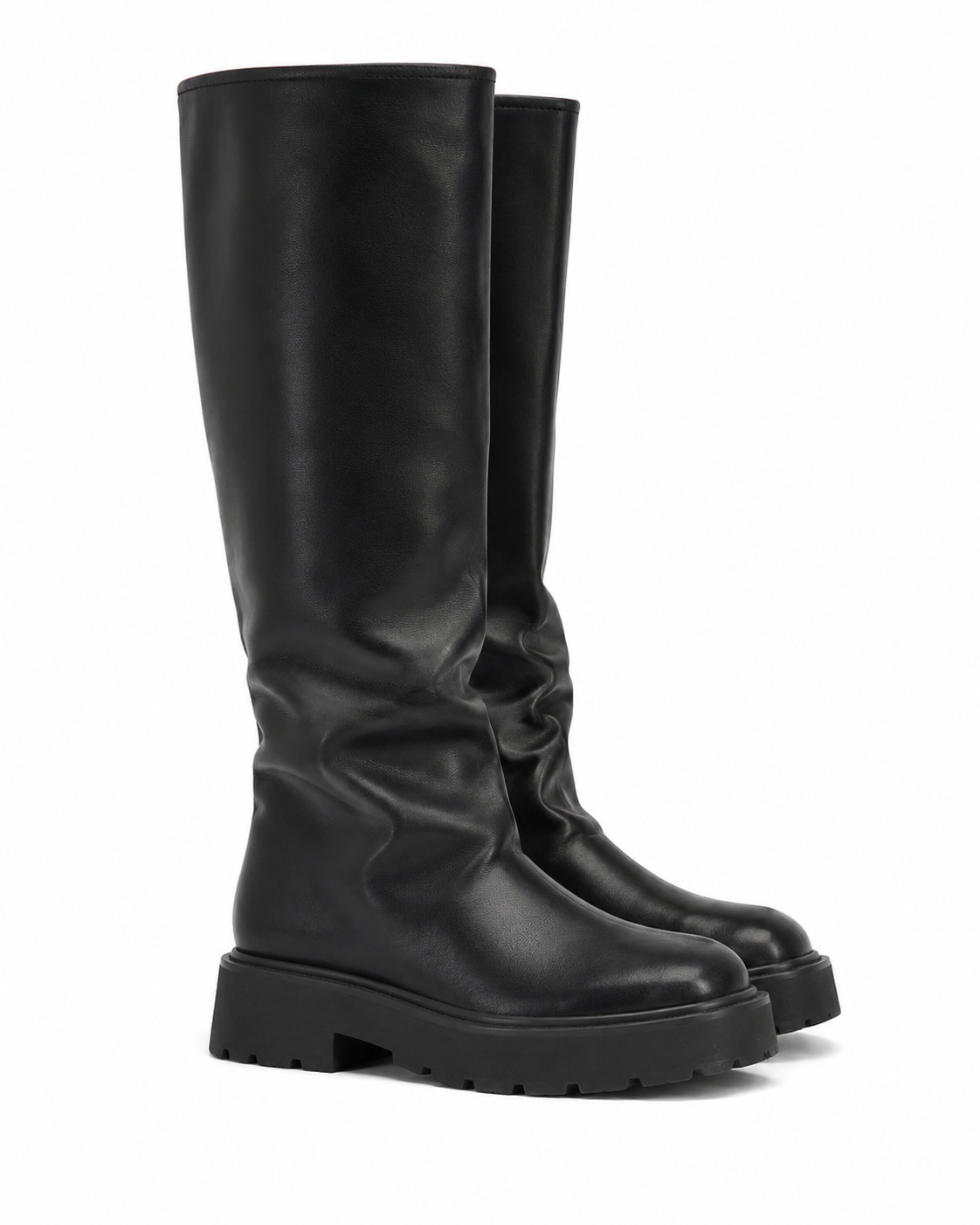 Chunky Knee-High Boots - Black