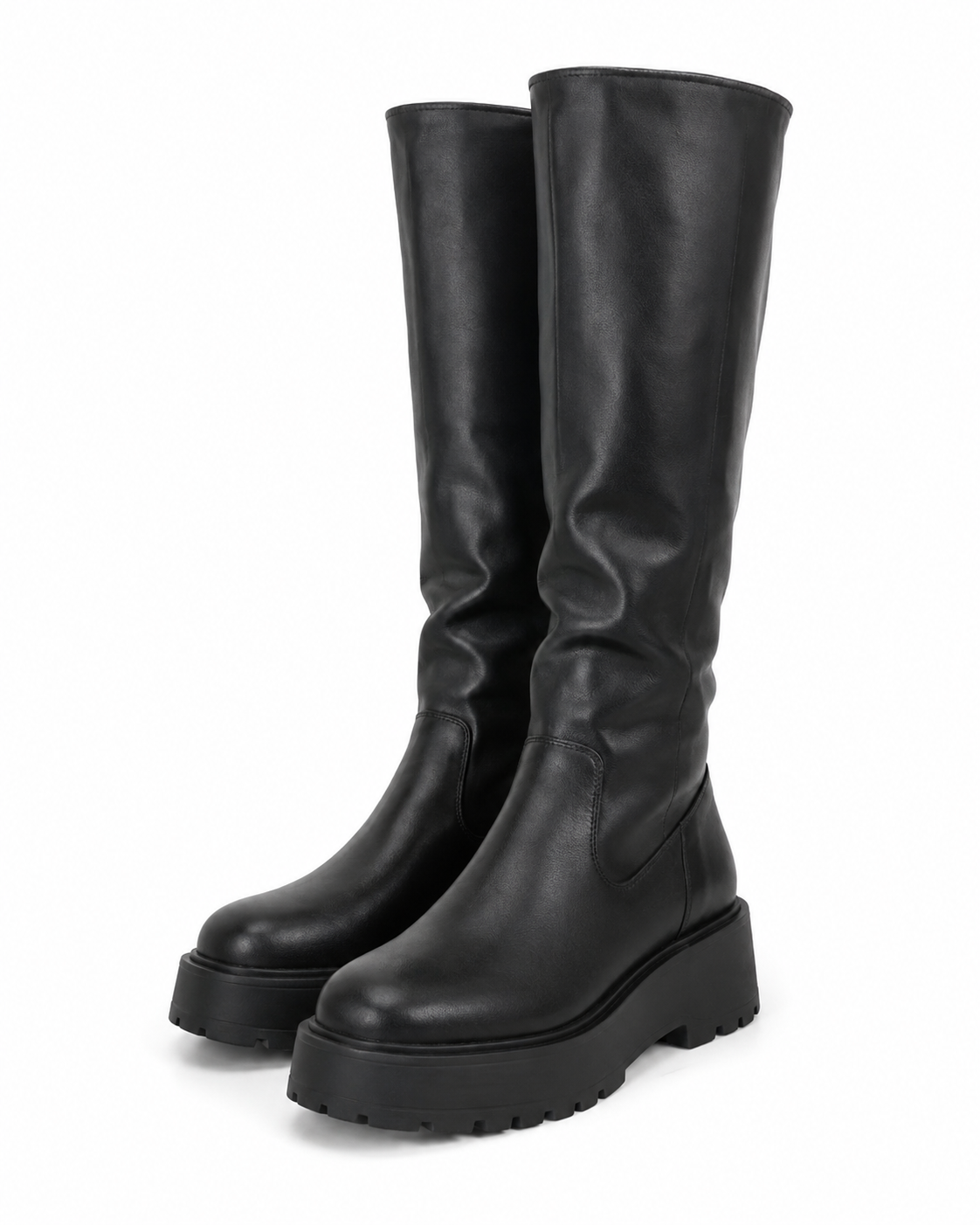 Chunky Knee-High Boots - Black