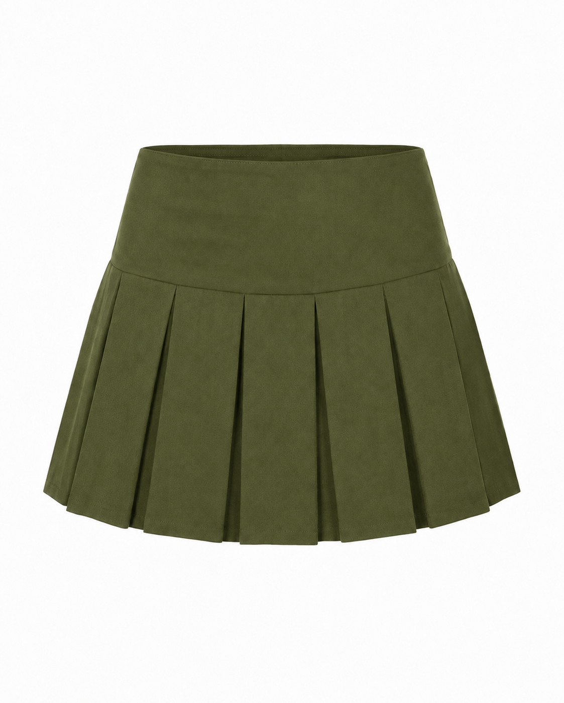 Wide Waistband Pleated Mini Skirt - High Waist