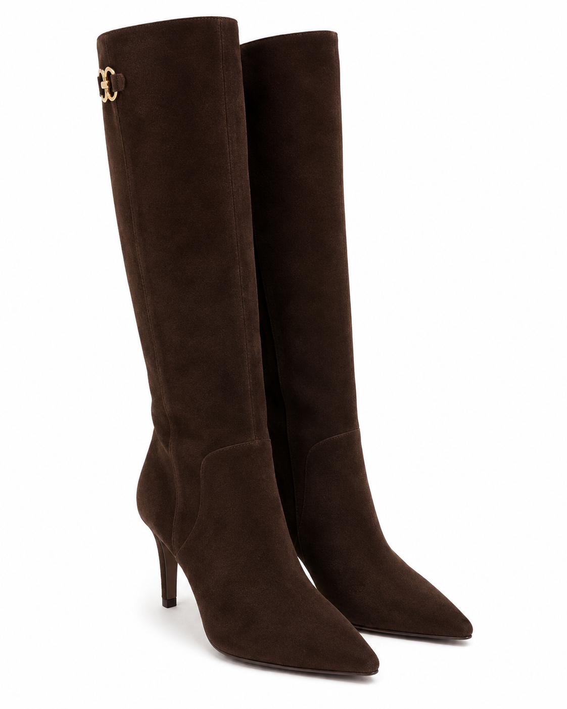 Pointed-Toe Suede Knee-High Boots - Caffè Noire