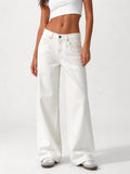 Low Waist Wide Leg Off White