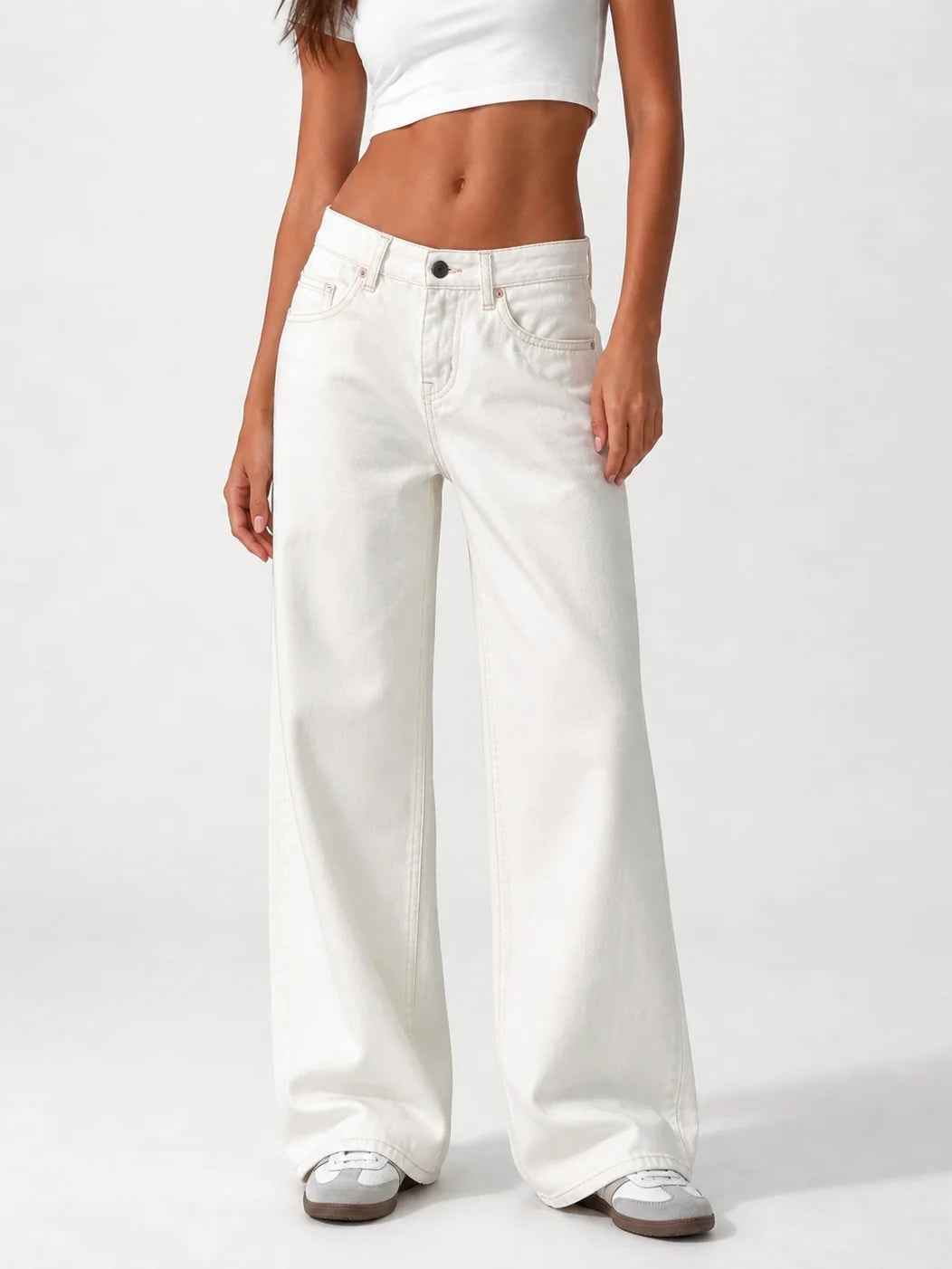 Low Waist Wide Leg Off White