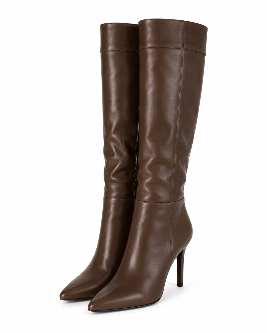 Heeled Knee-High Boots - Chocolate Brown