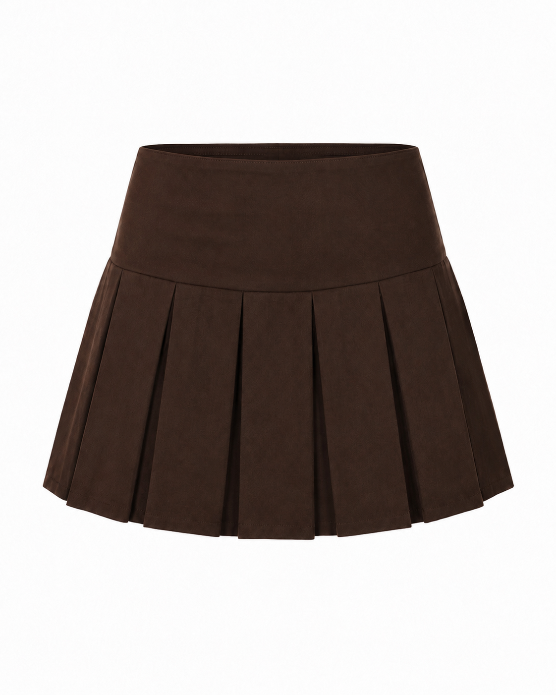 Wide Waistband Pleated Mini Skirt - High Waist