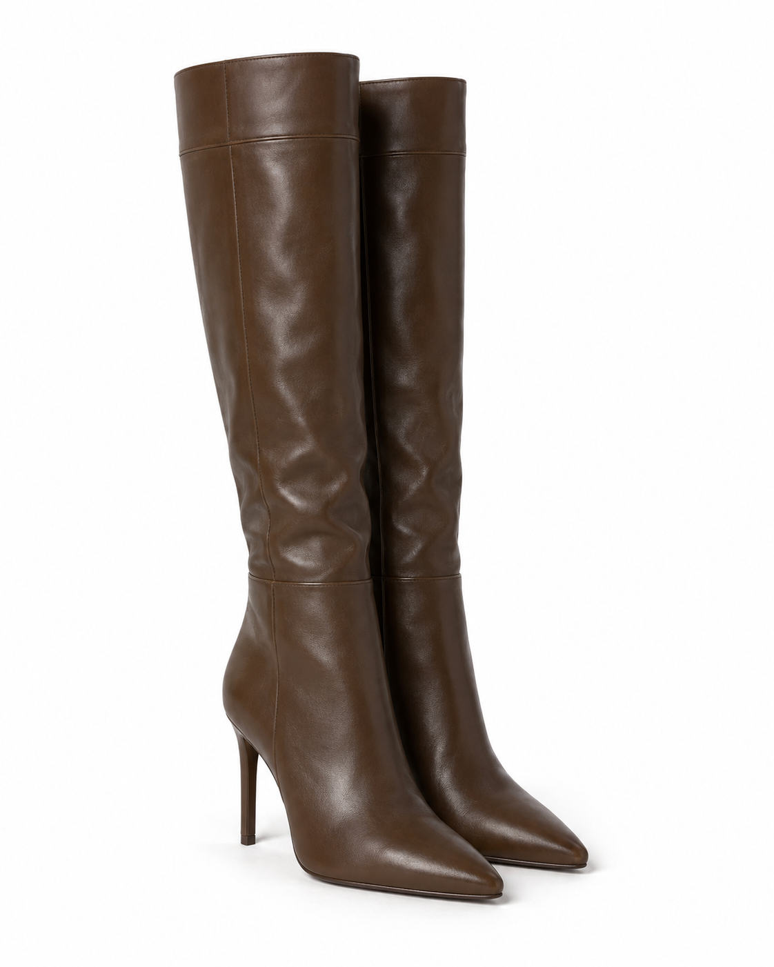 Heeled Knee-High Boots - Chocolate Brown