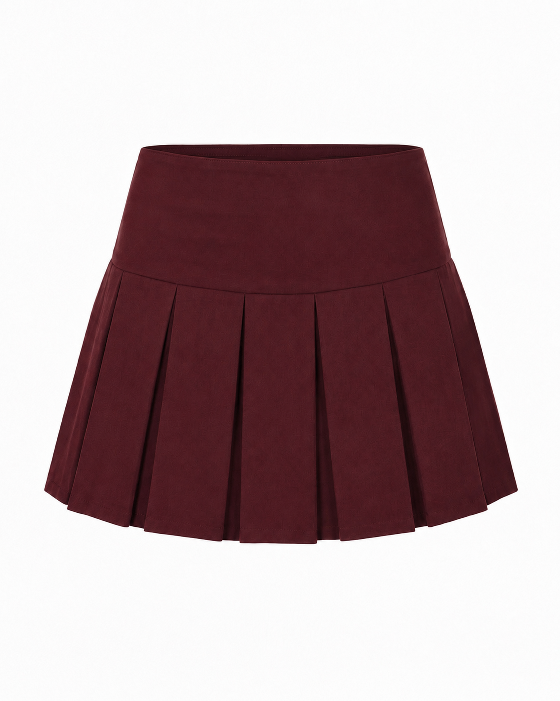 Wide Waistband Pleated Mini Skirt - High Waist