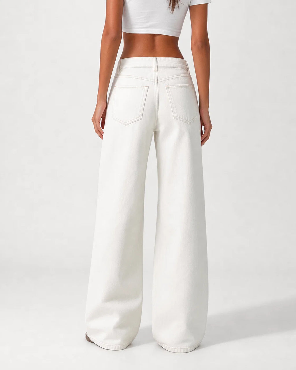 Low Waist Wide Leg Off White