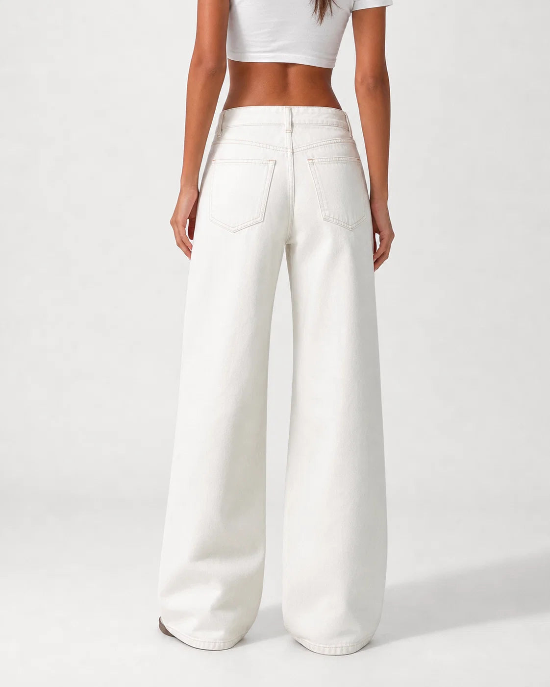 Low Waist Wide Leg Off White