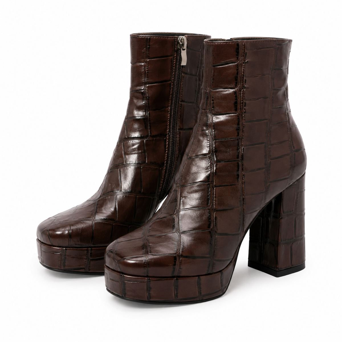 Croc Platform Ankle Boots - Caffè Noire