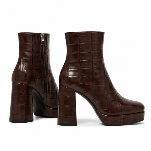 Croc Platform Ankle Boots - Caffè Noire
