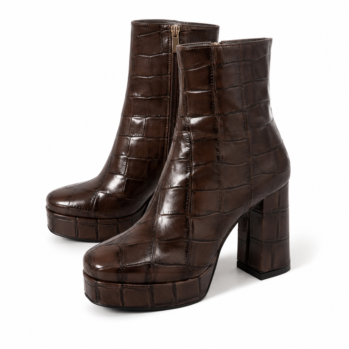 Croc Platform Ankle Boots - Caffè Noire