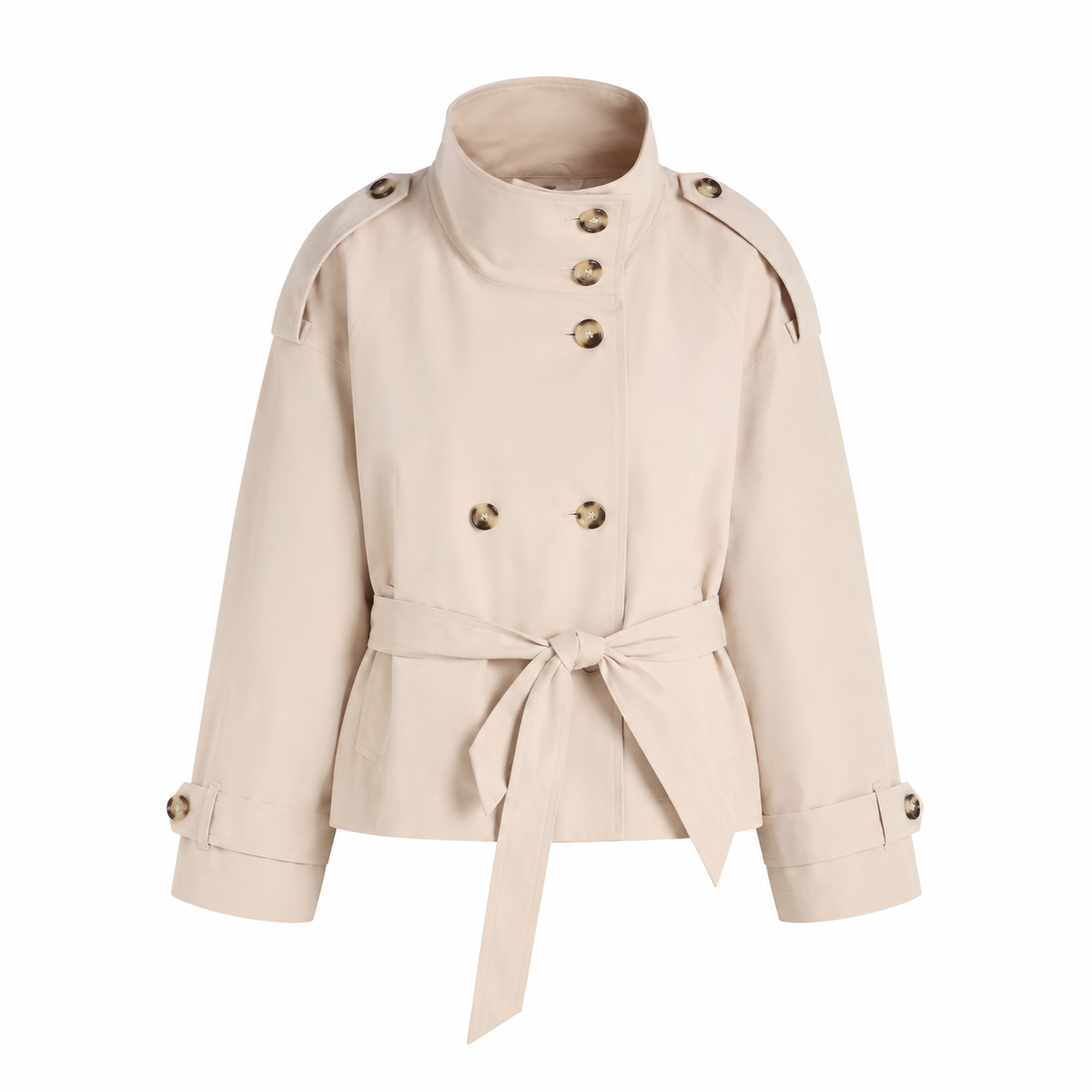 Solid-Color Stand - Collar Trench Coat