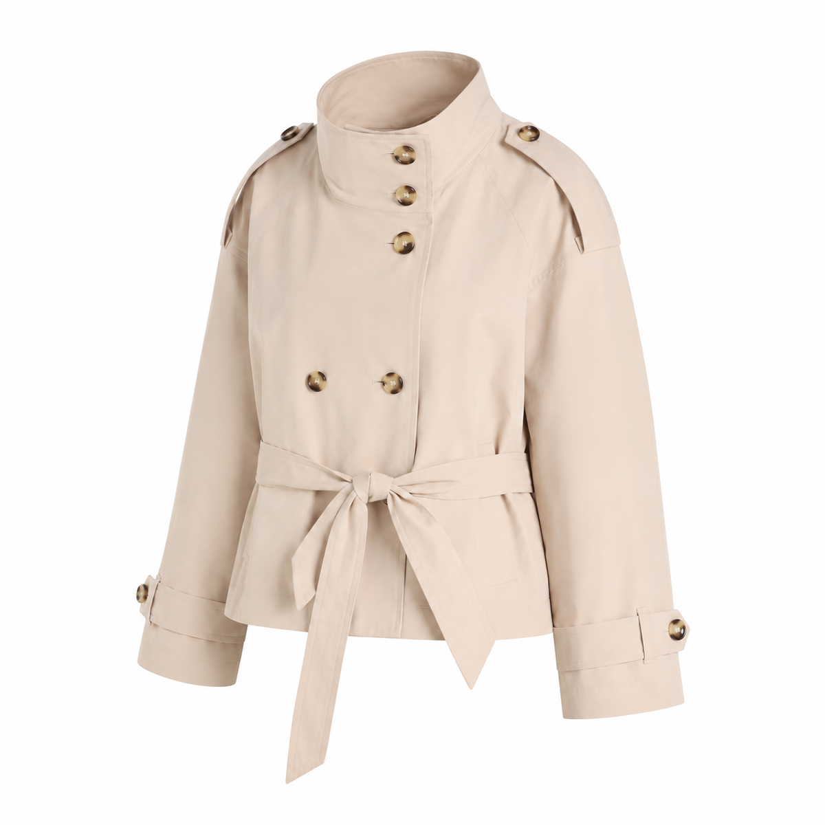 Solid-Color Stand - Collar Trench Coat