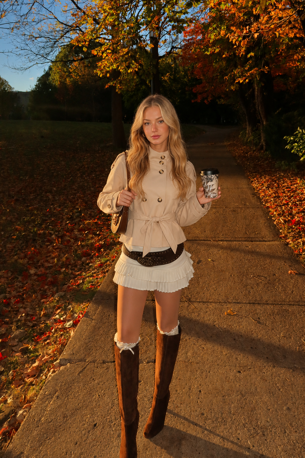 Solid-Color Stand - Collar Trench Coat