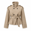 Belted Trench Coat - Stand Collar