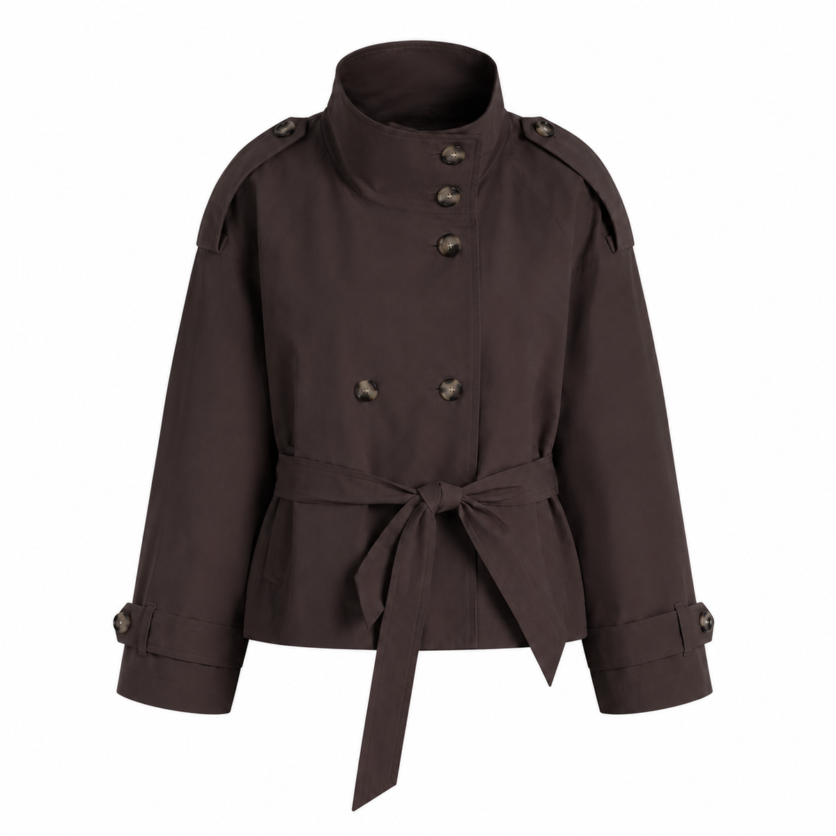 Solid-Color Stand - Collar Trench Coat