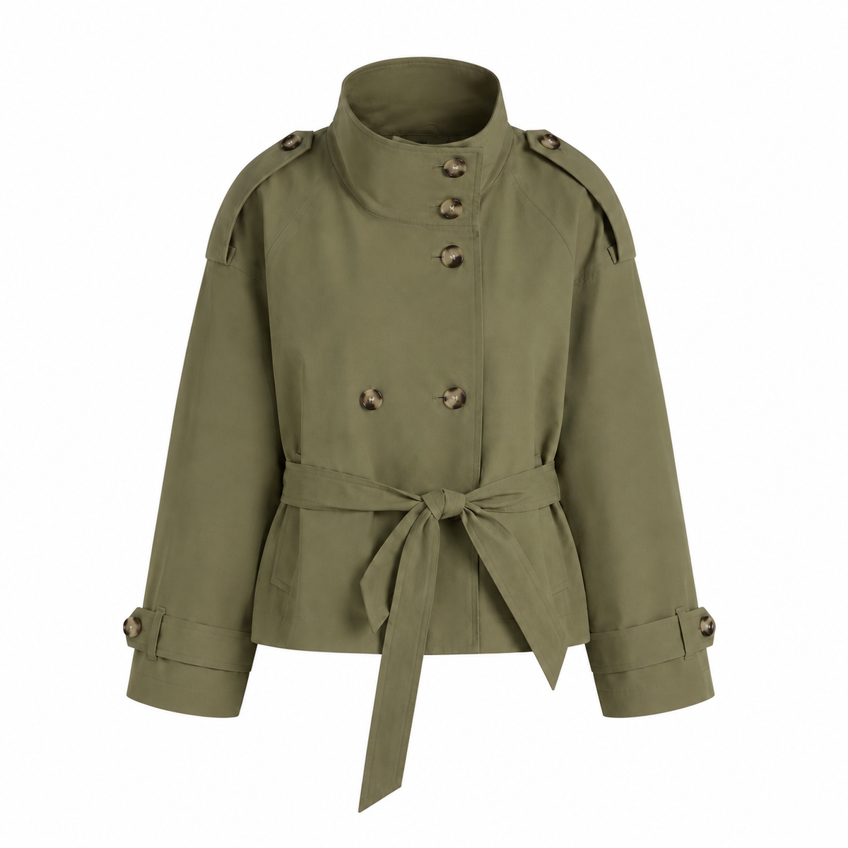 Solid-Color Stand - Collar Trench Coat