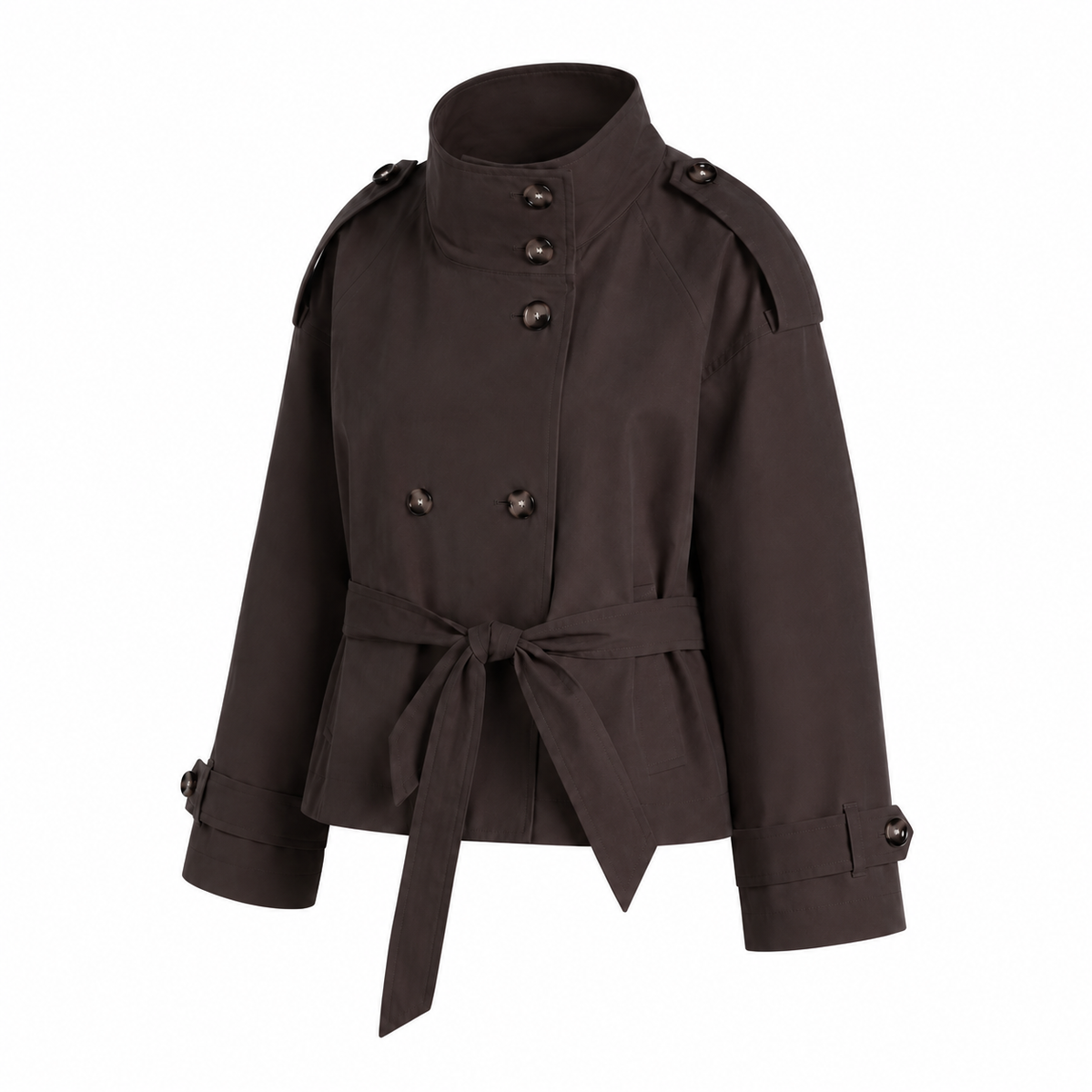 Solid-Color Stand - Collar Trench Coat