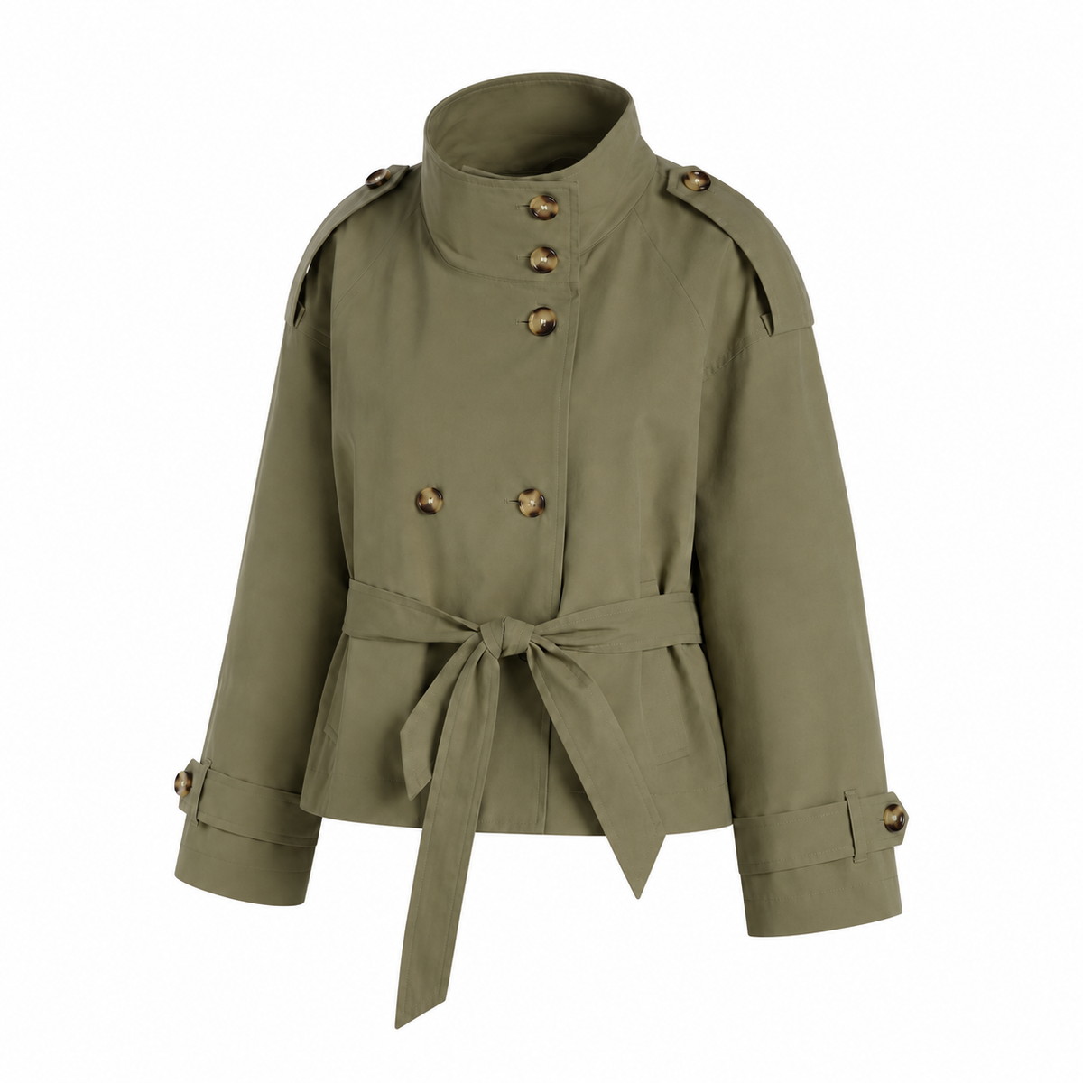 Solid-Color Stand - Collar Trench Coat