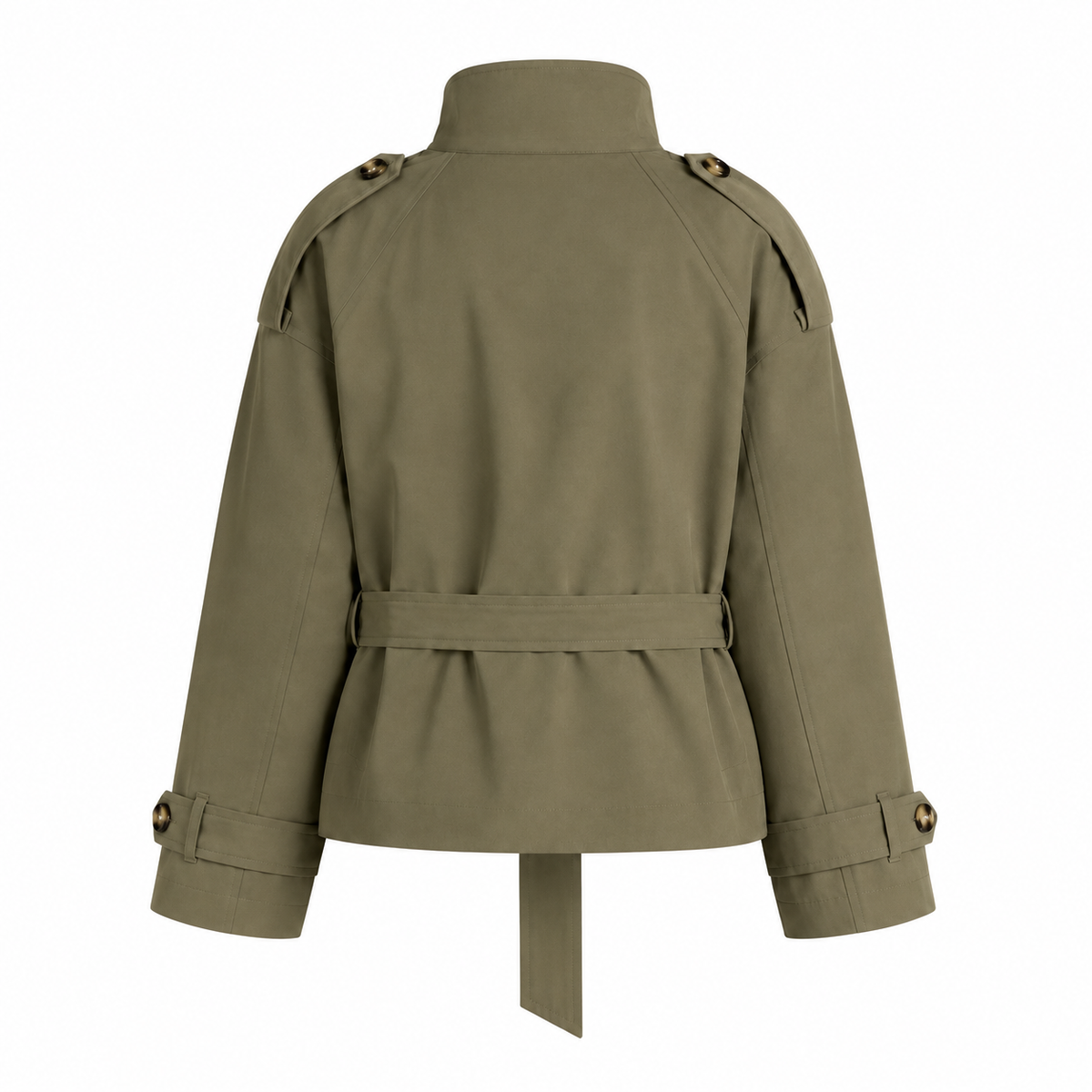 Solid-Color Stand - Collar Trench Coat