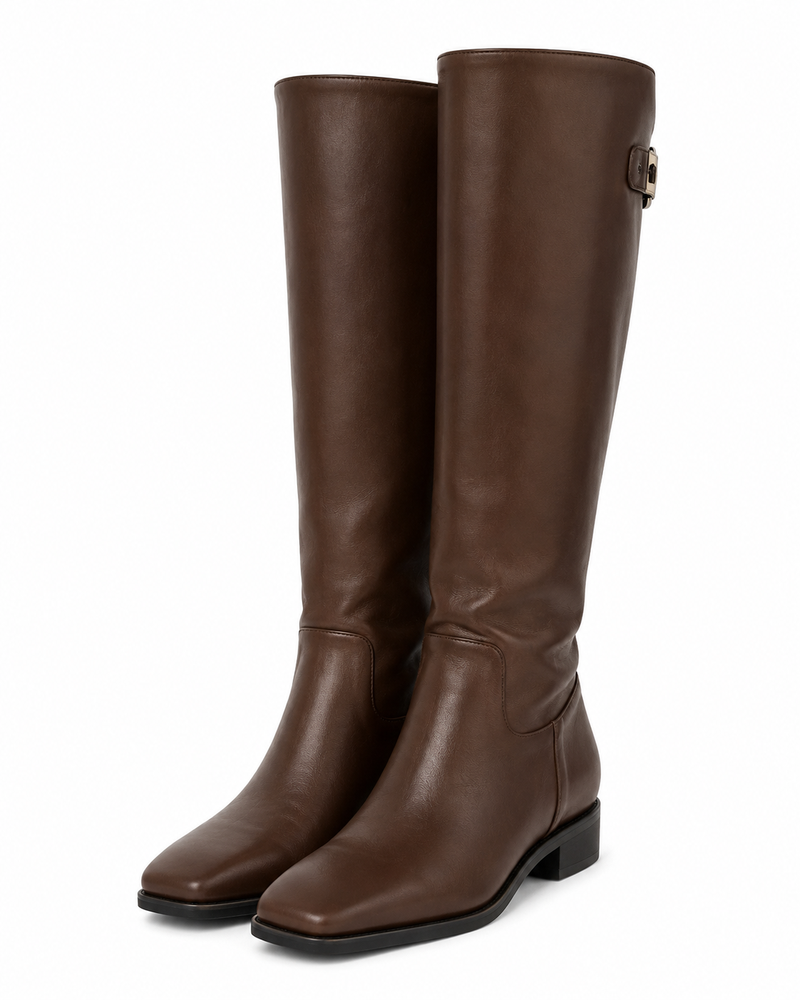Square-Toe Knee-High Boots - Espresso