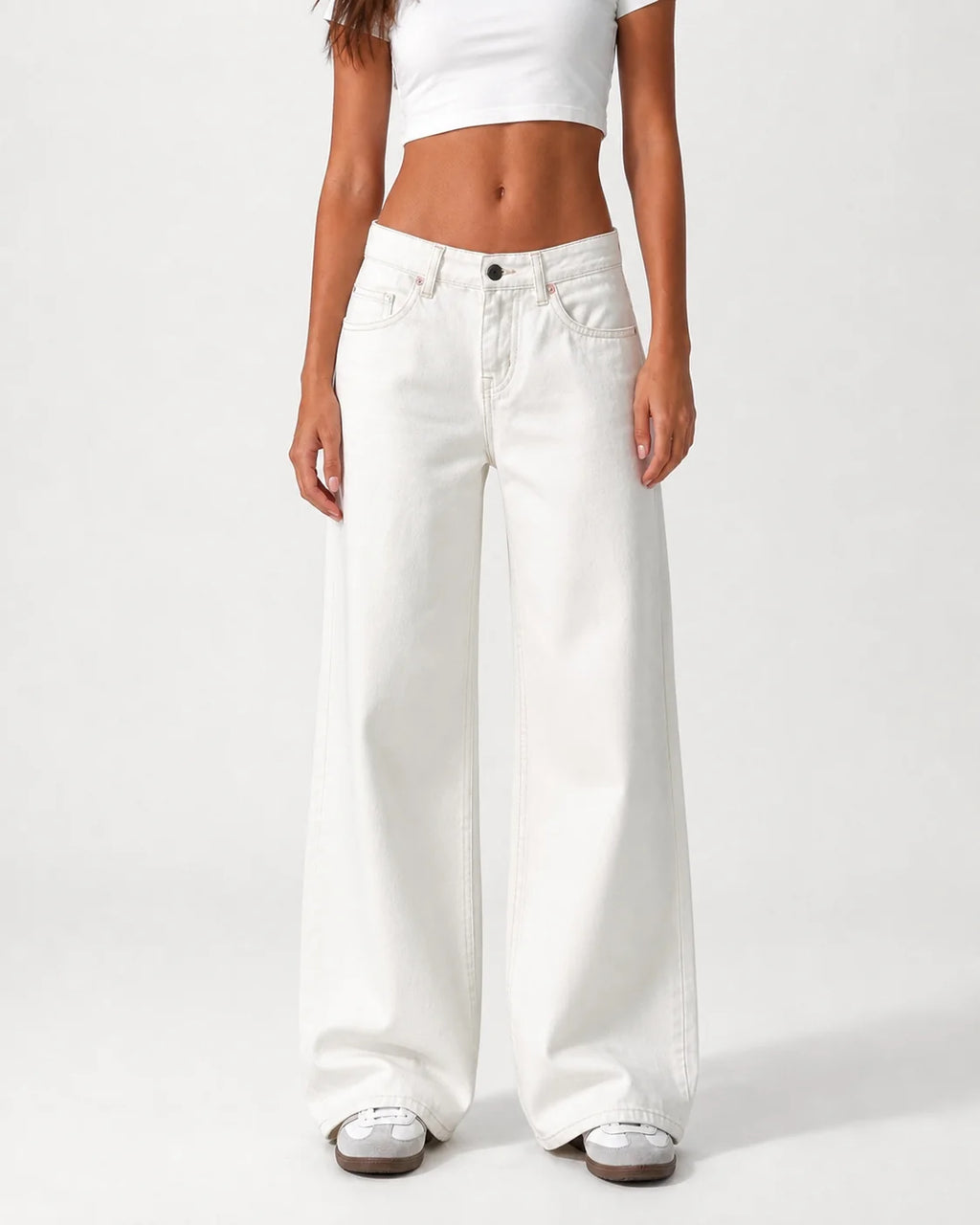 Low Waist Wide Leg Off White