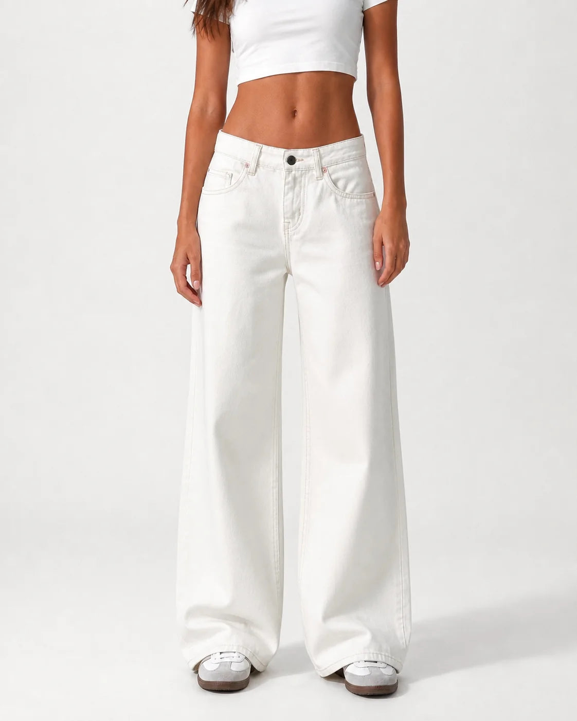Low Waist Wide Leg Off White