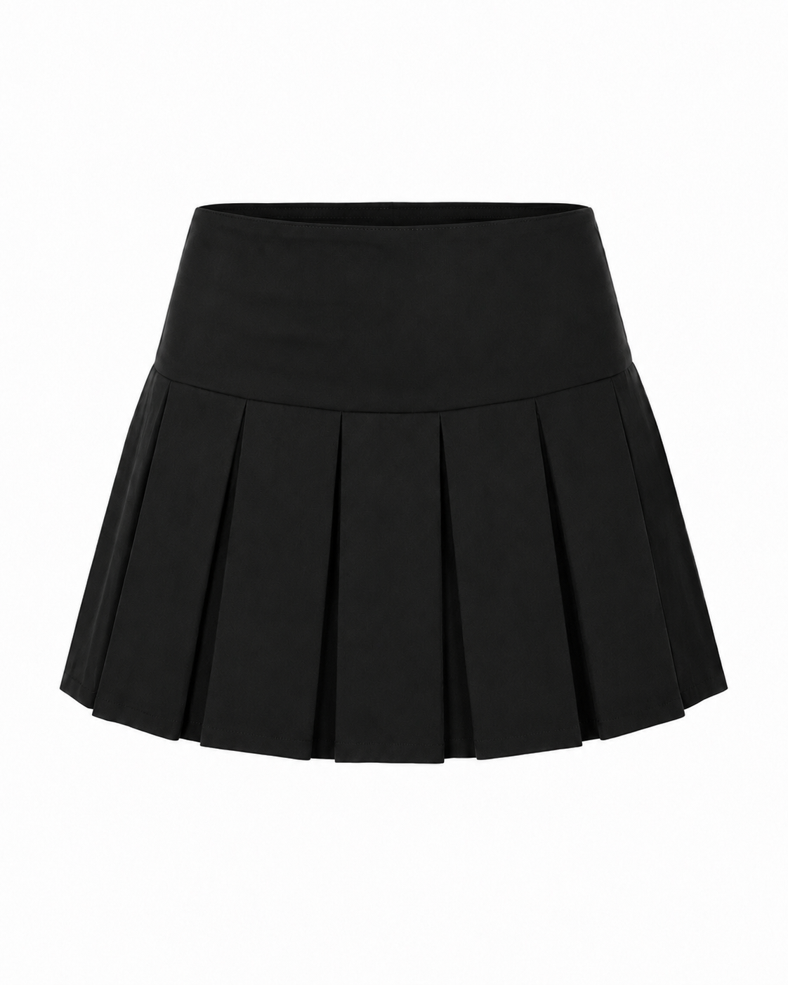 Wide Waistband Pleated Mini Skirt - High Waist