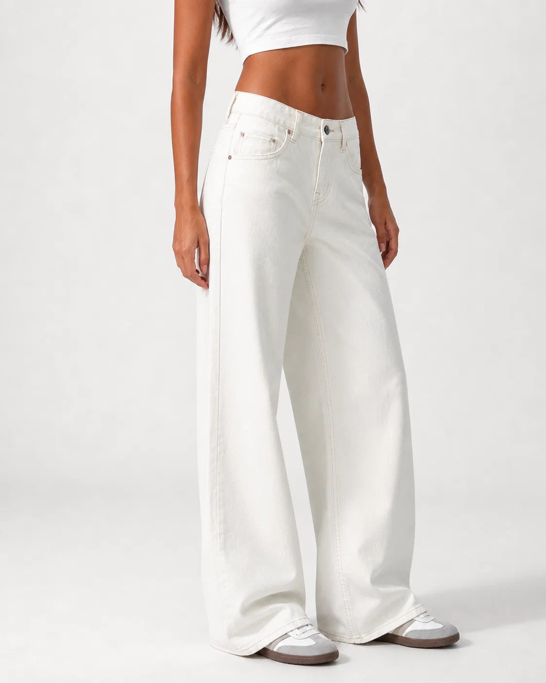 Low Waist Wide Leg Off White