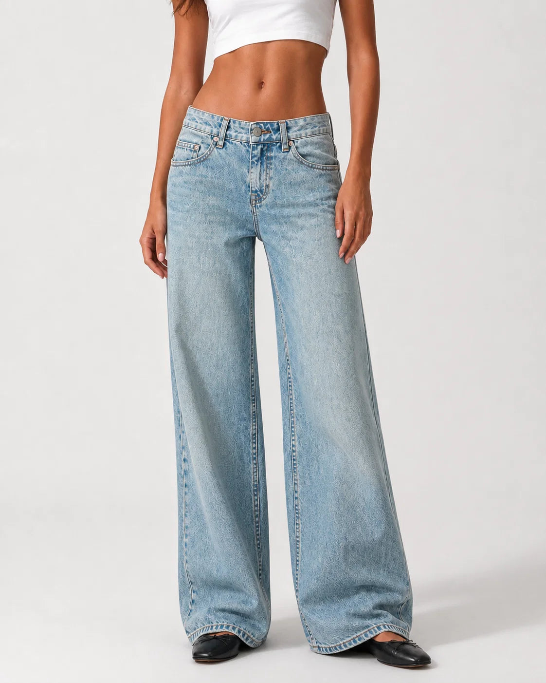 ⁠Low Waist Wide Leg – Sand Bleach