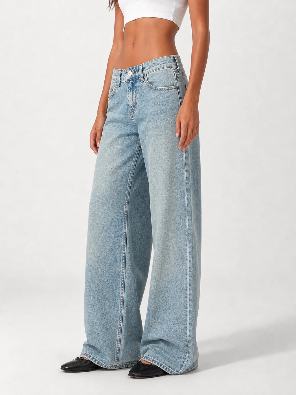 ⁠Low Waist Wide Leg – Sand Bleach