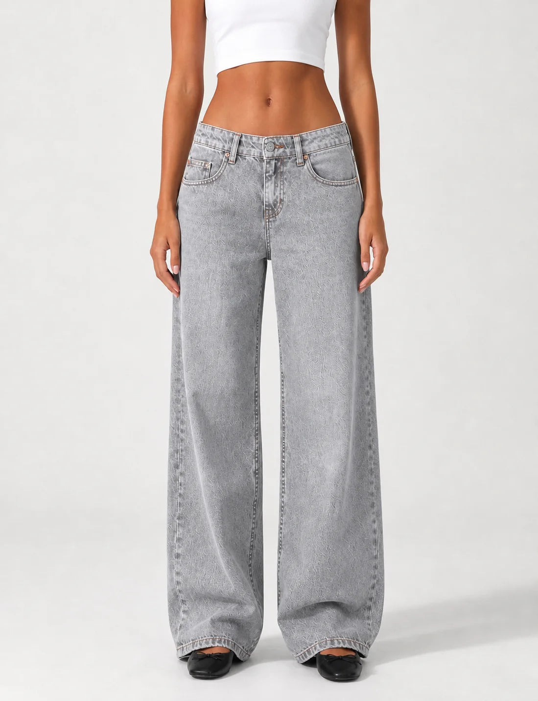 Low Waist Wide Leg – Washed Grey