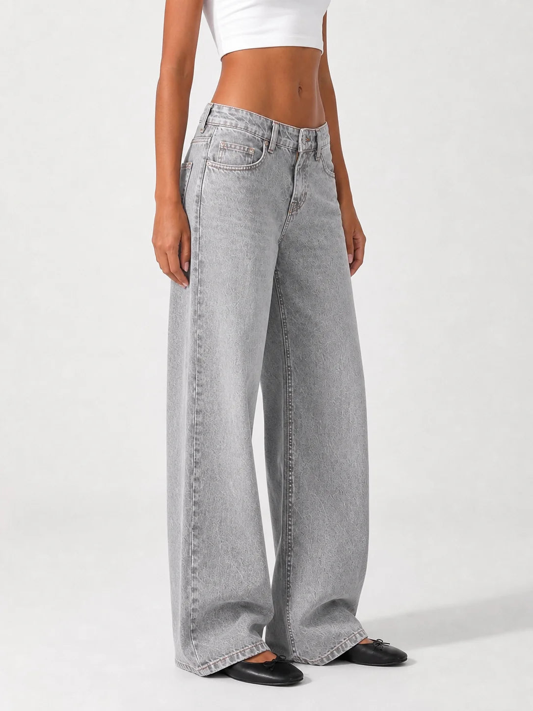 Low Waist Wide Leg – Washed Grey