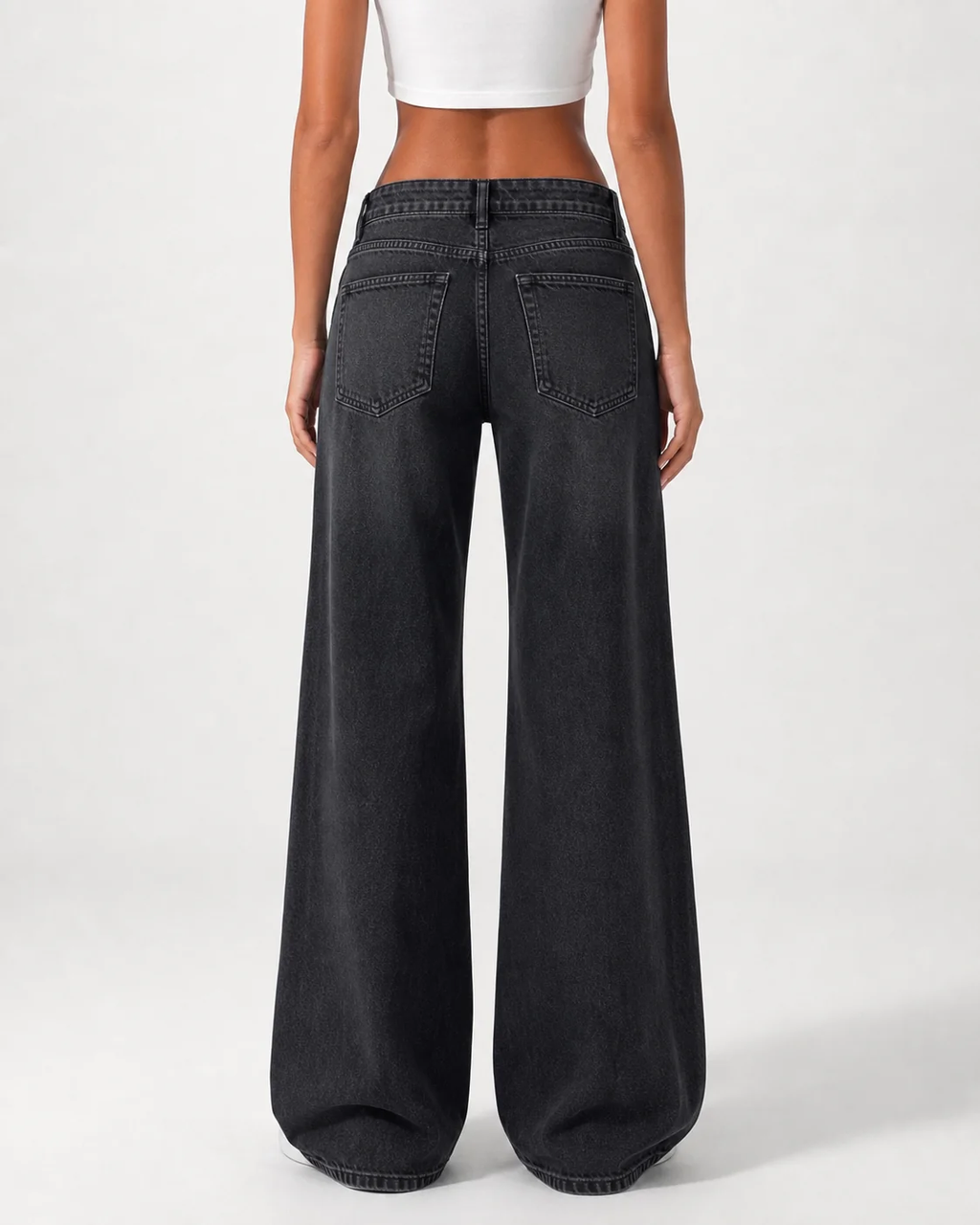 Low Waist Wide Leg – Washed Black