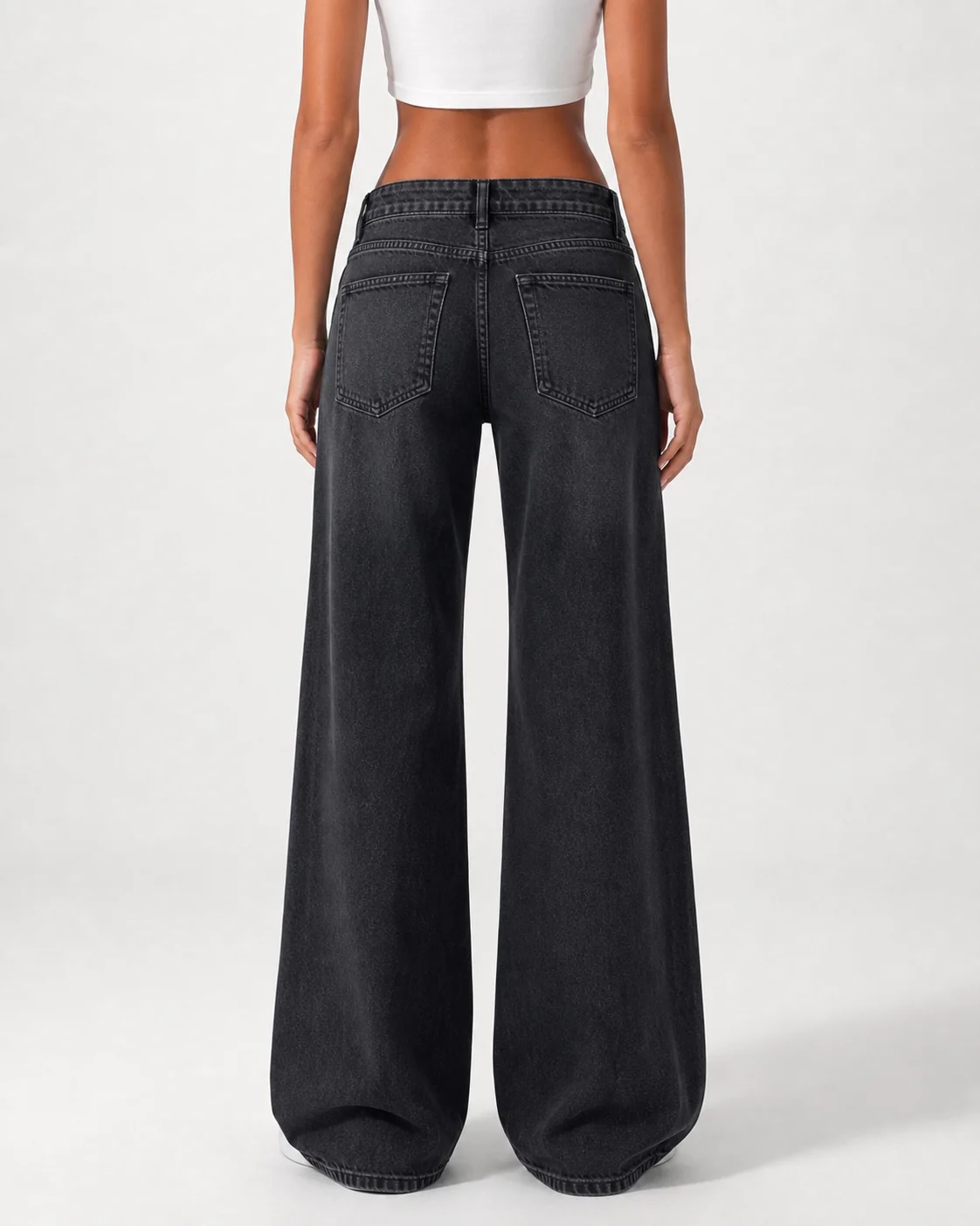 Low Waist Wide Leg – Washed Black