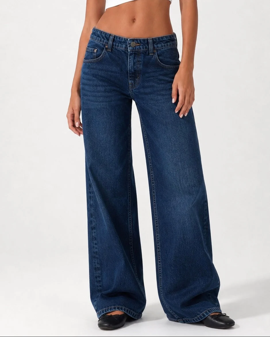 ⁠Low Waist Wide Leg – Deep Navy
