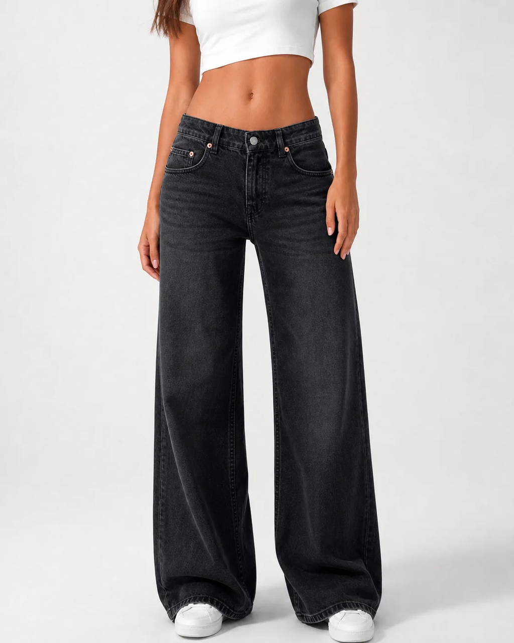 Low Waist Wide Leg – Washed Black