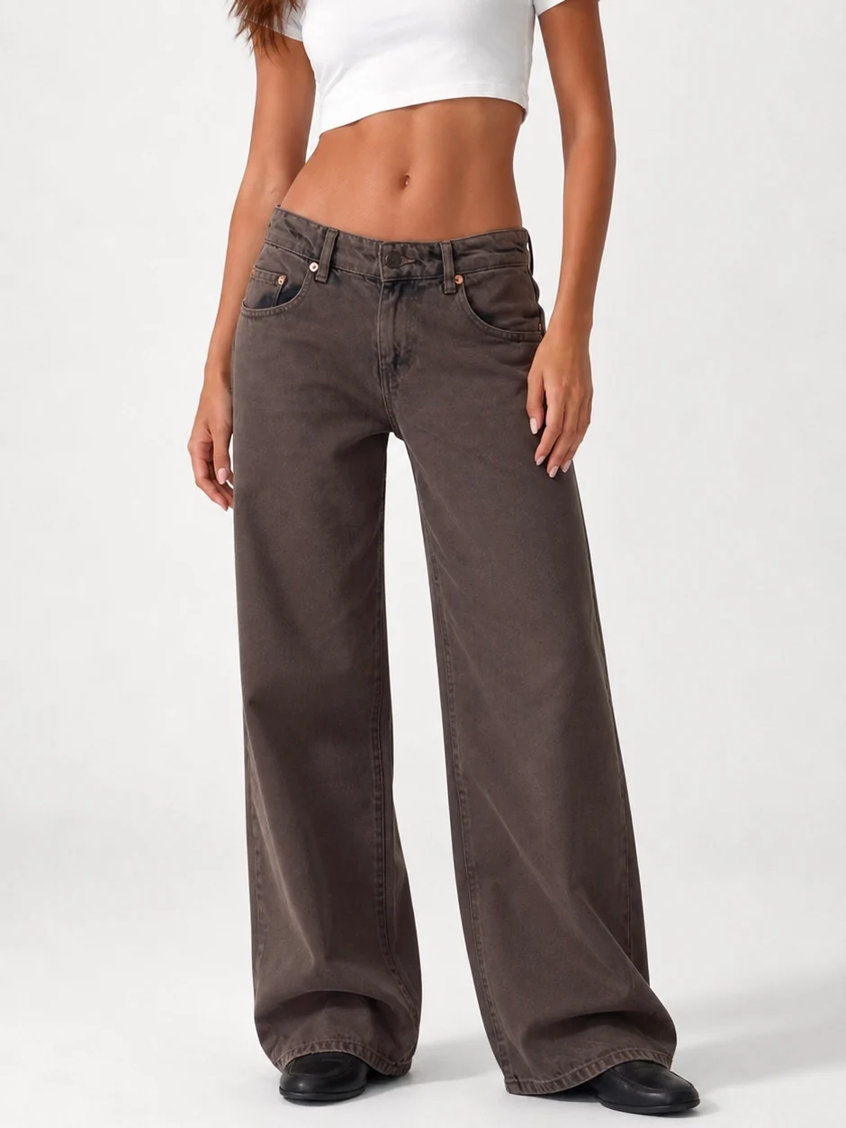 Low Waist Wide Leg – Mocha Brown