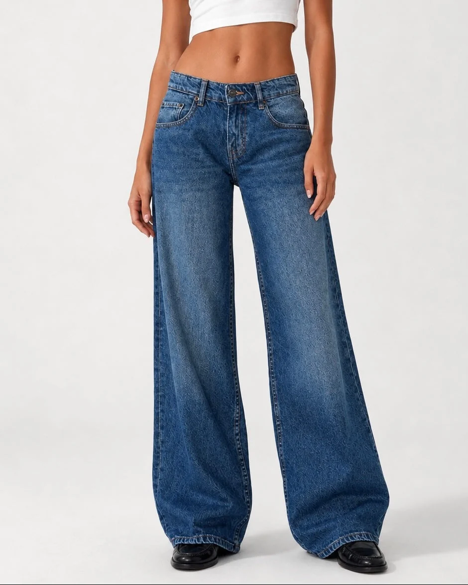⁠Low Waist Wide Leg – Rich Indigo